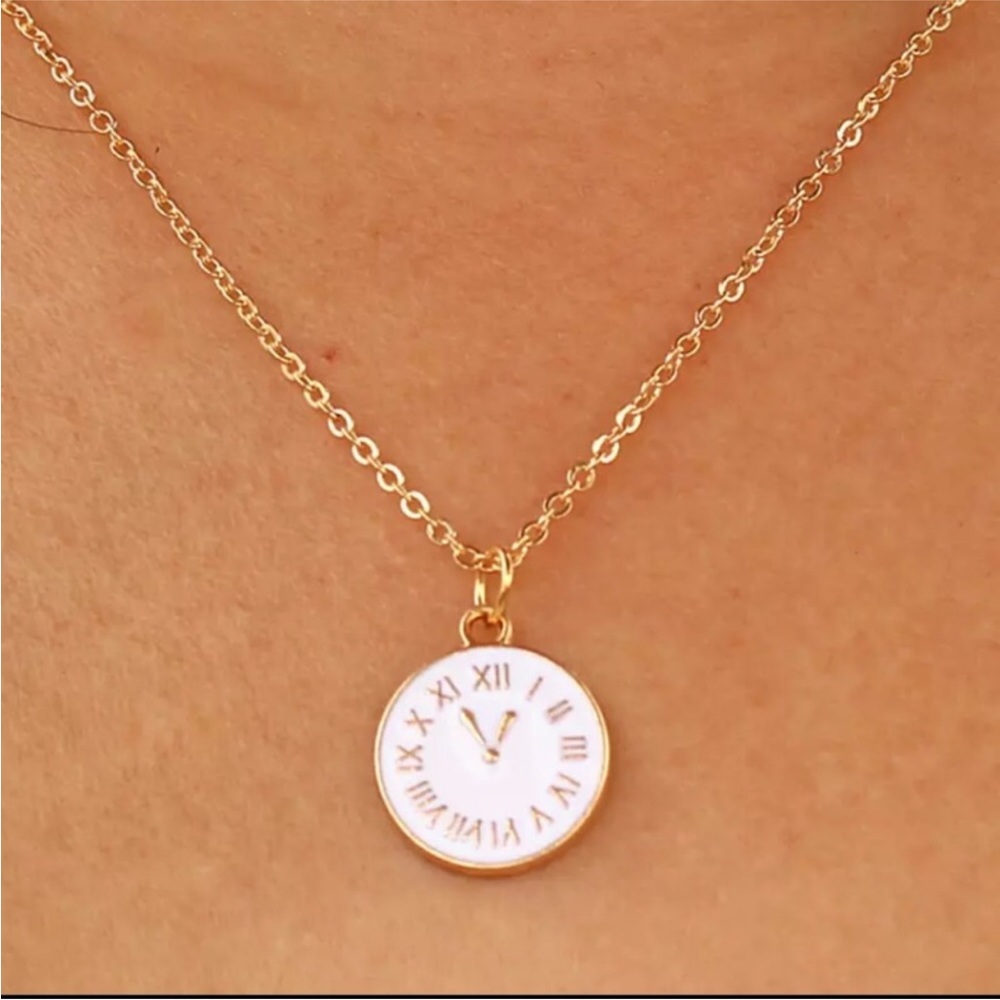 Gold Filled Clock Necklace